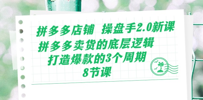 拼多多店铺操盘手2.0新课，拼多多卖货的底层逻辑，打造爆款的3个周期（8节）-柚子网创