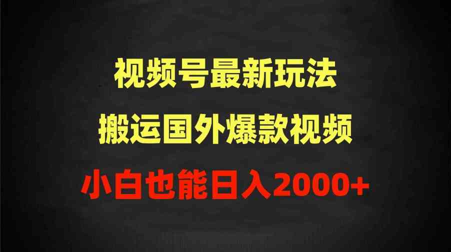 （9796期）2024视频号最新玩法，搬运国外爆款视频，100%过原创，小白也能日入2000+-柚子网创