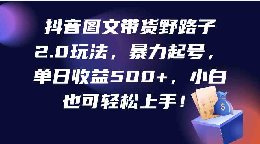 （9790期）抖音图文带货野路子2.0玩法，暴力起号，单日收益500+，小白也可轻松上手！-柚子网创