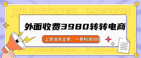 外面收费3980的转转电商玩法，上架当天出单，一单利润3张-柚子网创