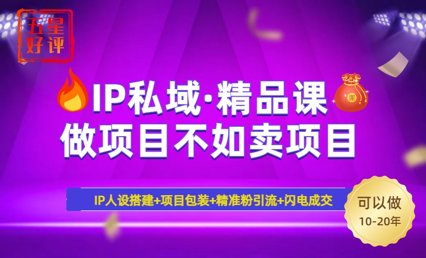 （14406期）2025年“IP私域·密训精品课”，日赚3000+小白避坑年赚百万，暴力引流…-柚子网创